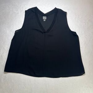 Worthington Women's Petite Large Black Sleeveless V-Neck Blouse